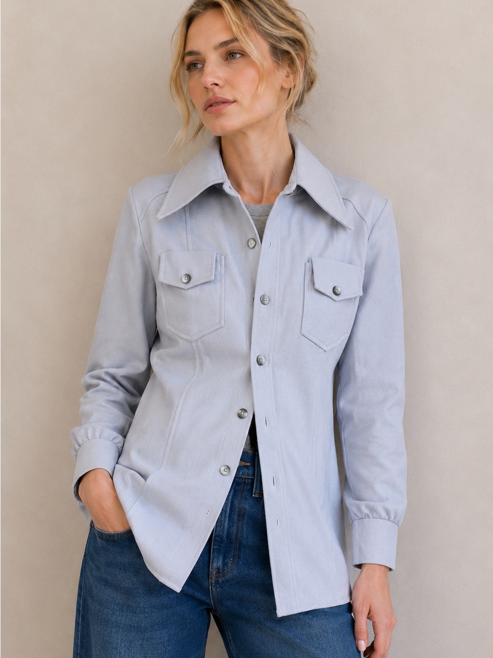 NWT Women’s Vintage 1970’s Gray DonnKenny Leisure Button Down Shirt Blazer
